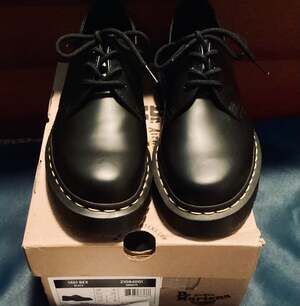 Dr. Martens 1461 Bex Smooth Leather Platform Shoes Black Size US Women's 8 / Men